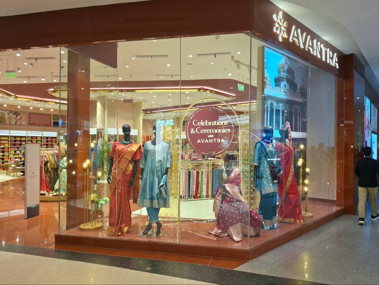 Festive fashion window with mannequins